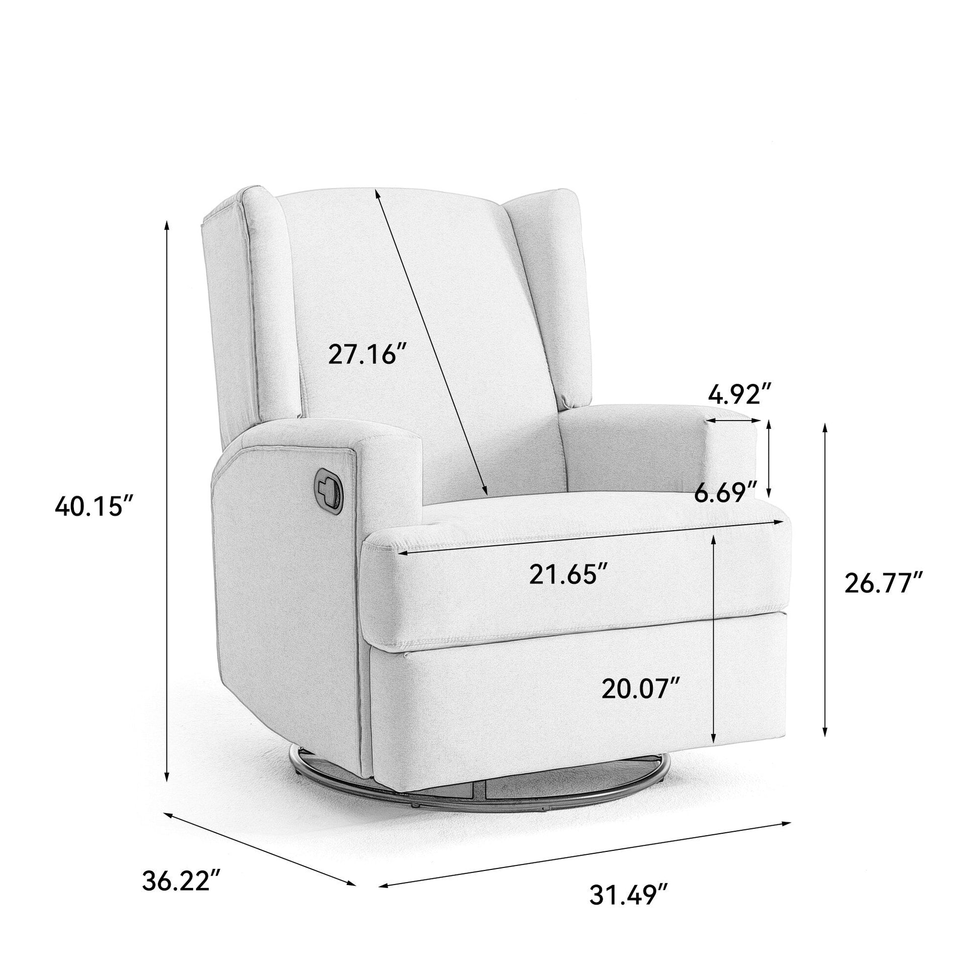 Ensemble de 2 chaises à bascule et à balancement manuelles, pivotantes et inclinables, 79 cm de large, pour chambre d'enfant.