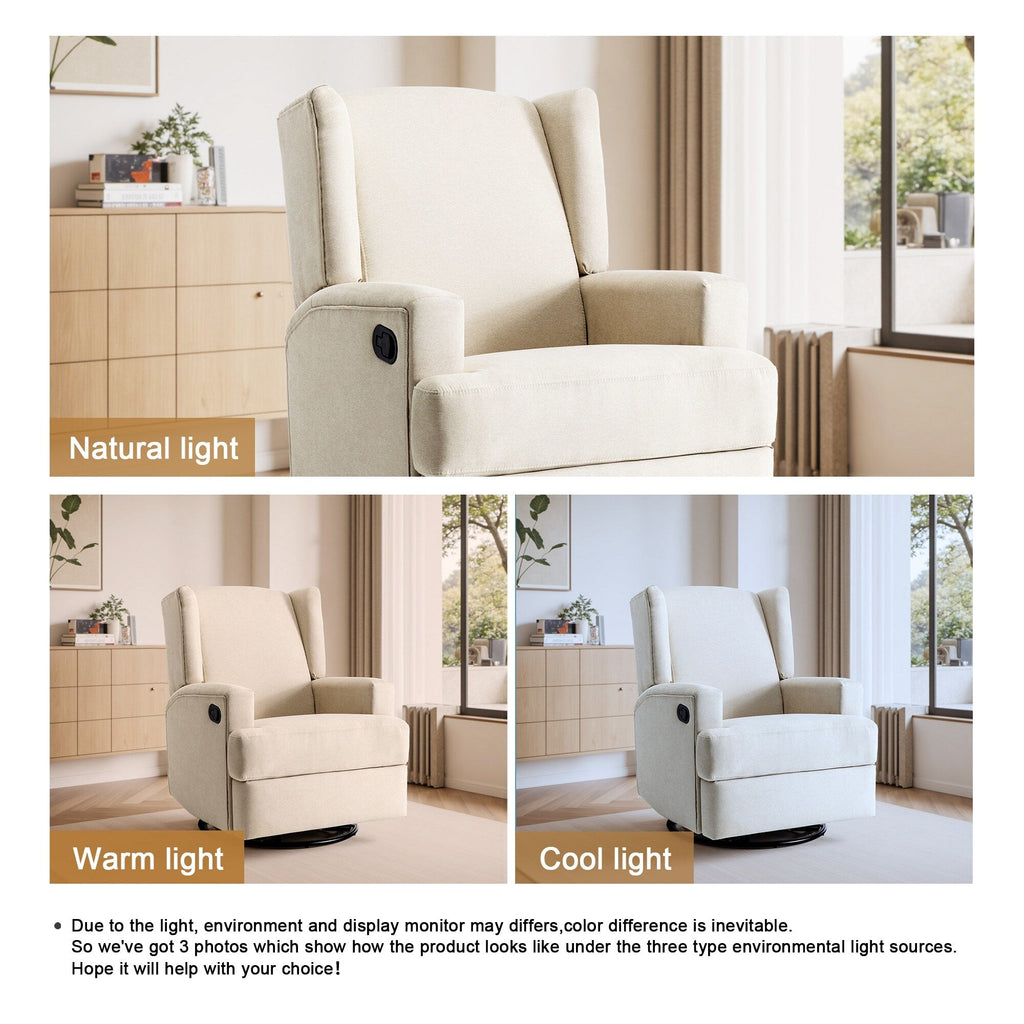 Ensemble de 2 chaises à bascule et à balancement manuelles, pivotantes et inclinables, 79 cm de large, pour chambre d'enfant.