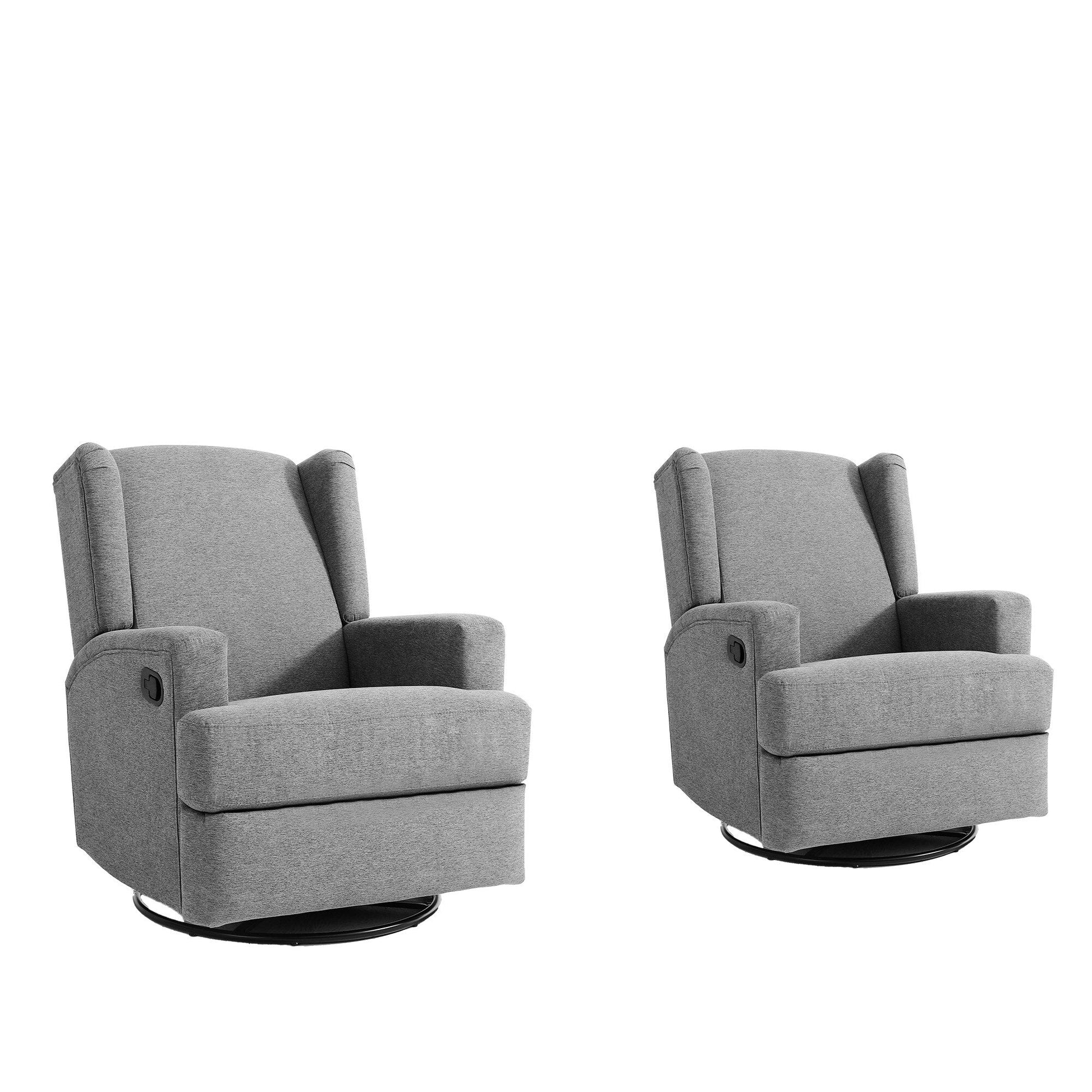 Ensemble de 2 chaises à bascule et à balancement manuelles, pivotantes et inclinables, 79 cm de large, pour chambre d'enfant.