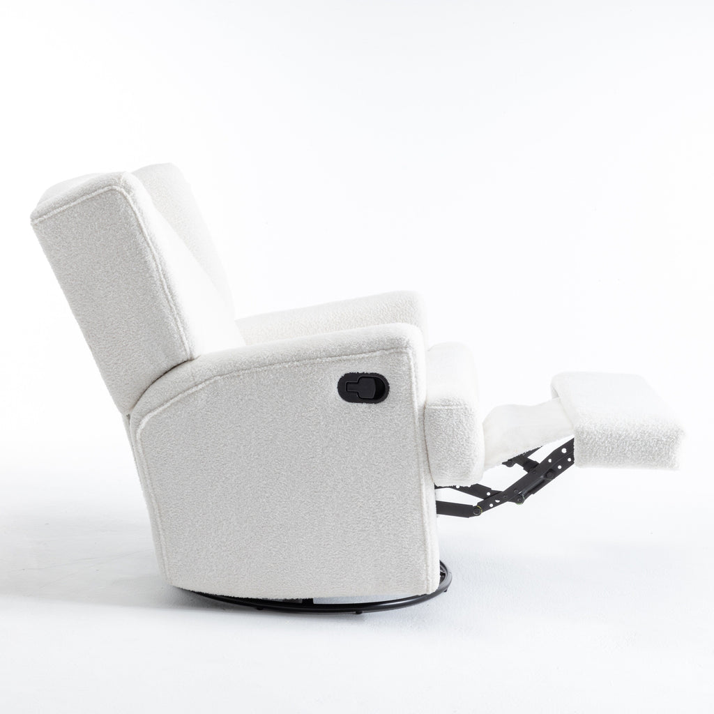 Fauteuil basculant à balancier et à dossier inclinable, avec accoudoirs, à commande manuelle, 78 cm de largeur, pour chambre d'enfant.
