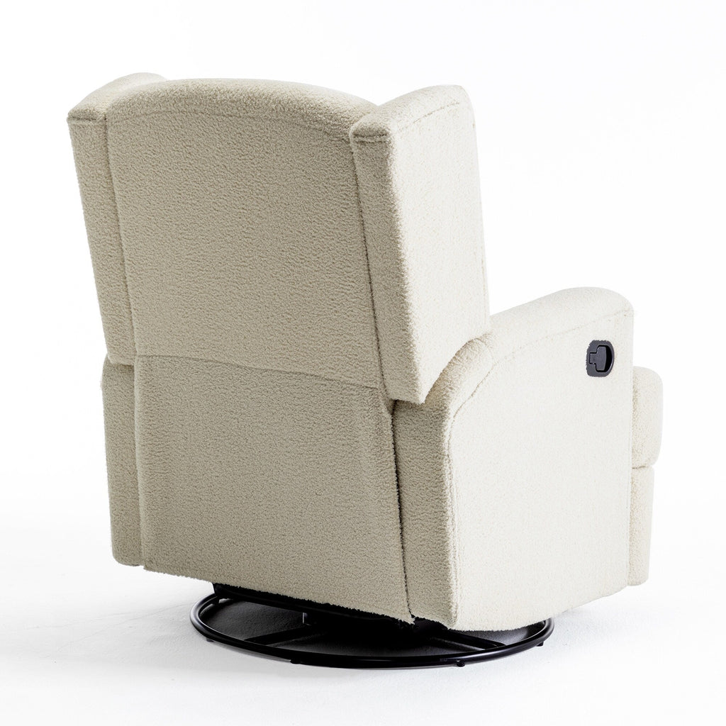Fauteuil basculant à balancier et à dossier inclinable, avec accoudoirs, à commande manuelle, 78 cm de largeur, pour chambre d'enfant.