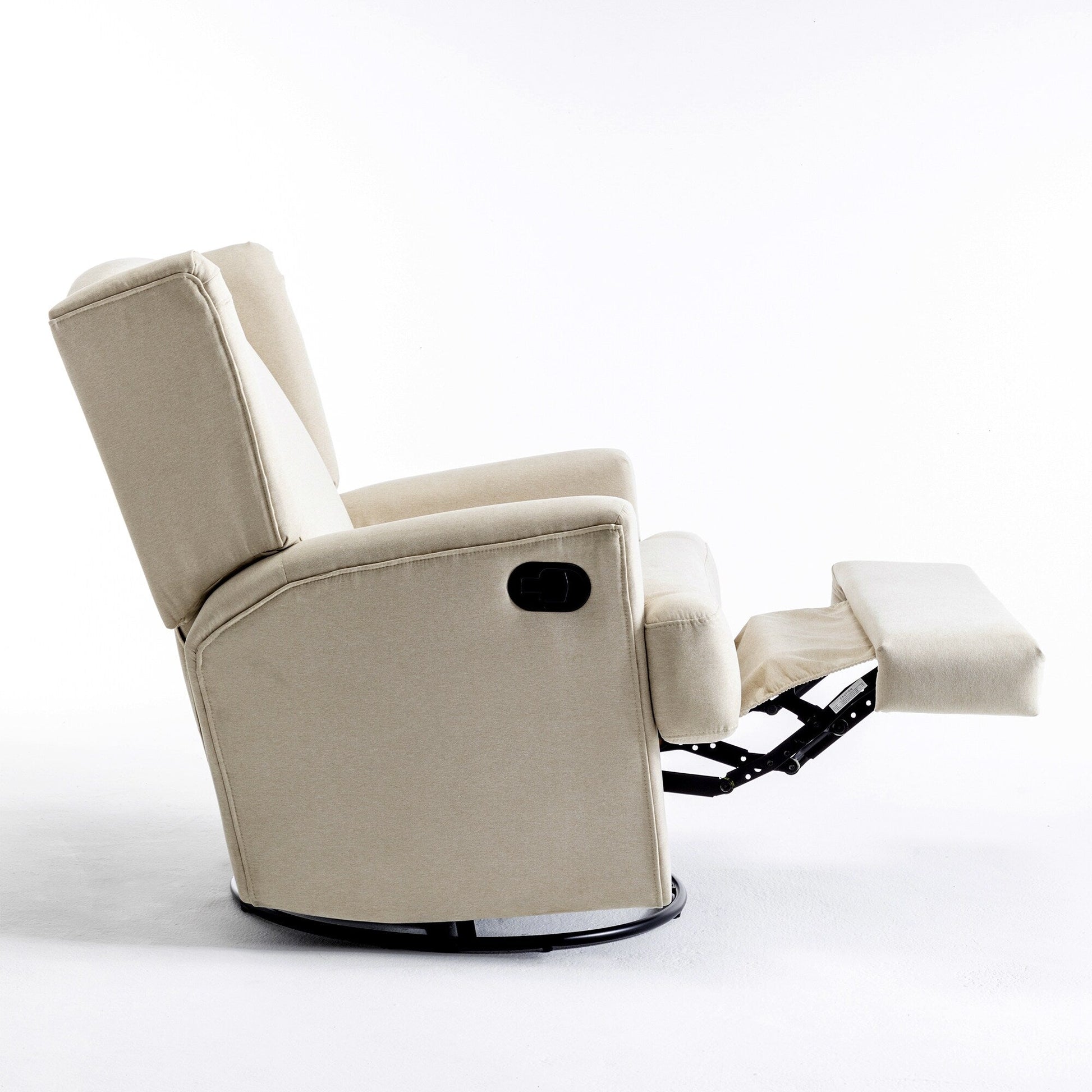 Fauteuil basculant à balancier et à dossier inclinable, avec accoudoirs, à commande manuelle, 78 cm de largeur, pour chambre d'enfant.