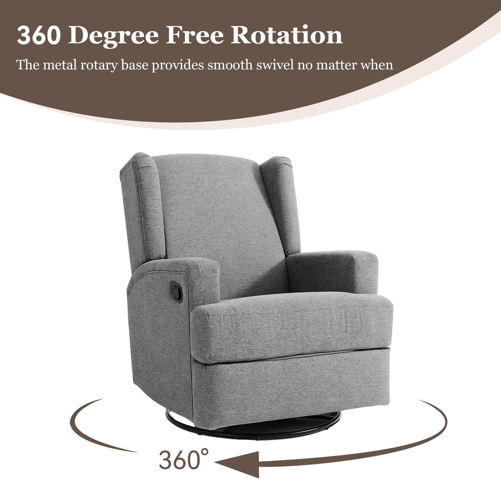 Fauteuil basculant à balancier et à dossier inclinable, avec accoudoirs, à commande manuelle, 78 cm de largeur, pour chambre d'enfant.