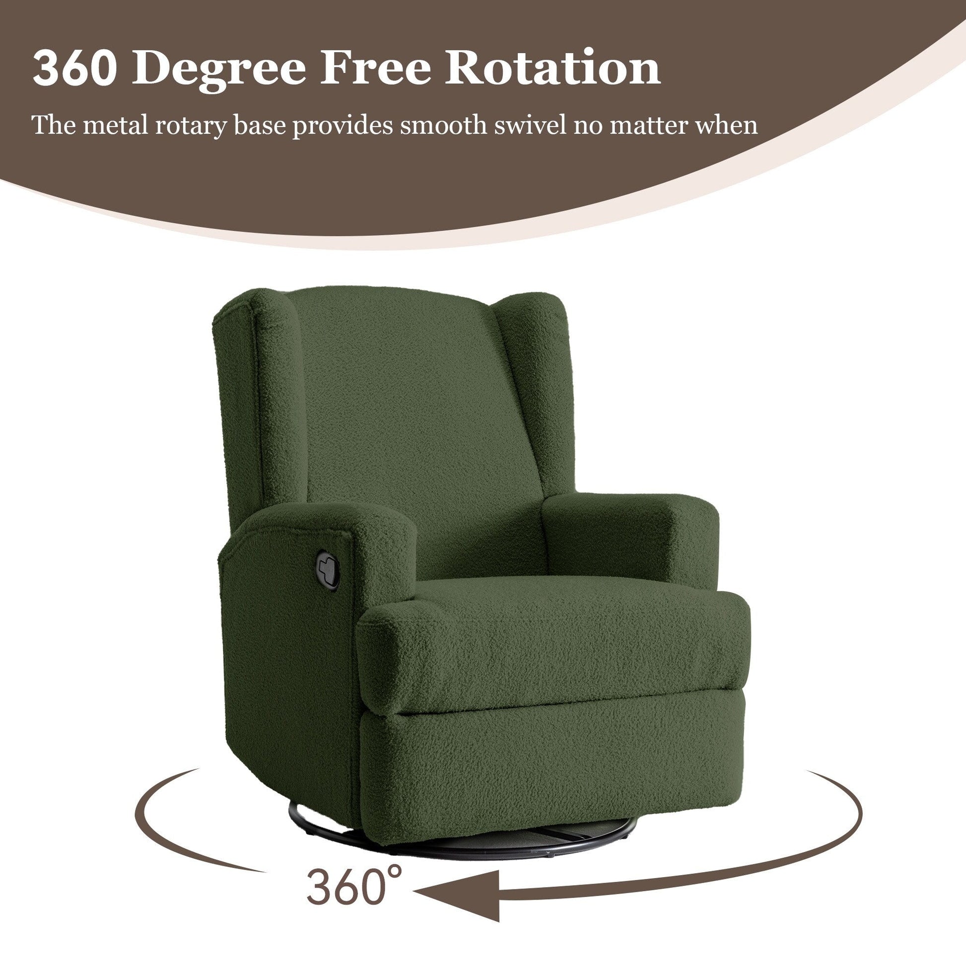 Fauteuil basculant à balancier et à dossier inclinable, avec accoudoirs, à commande manuelle, 78 cm de largeur, pour chambre d'enfant.