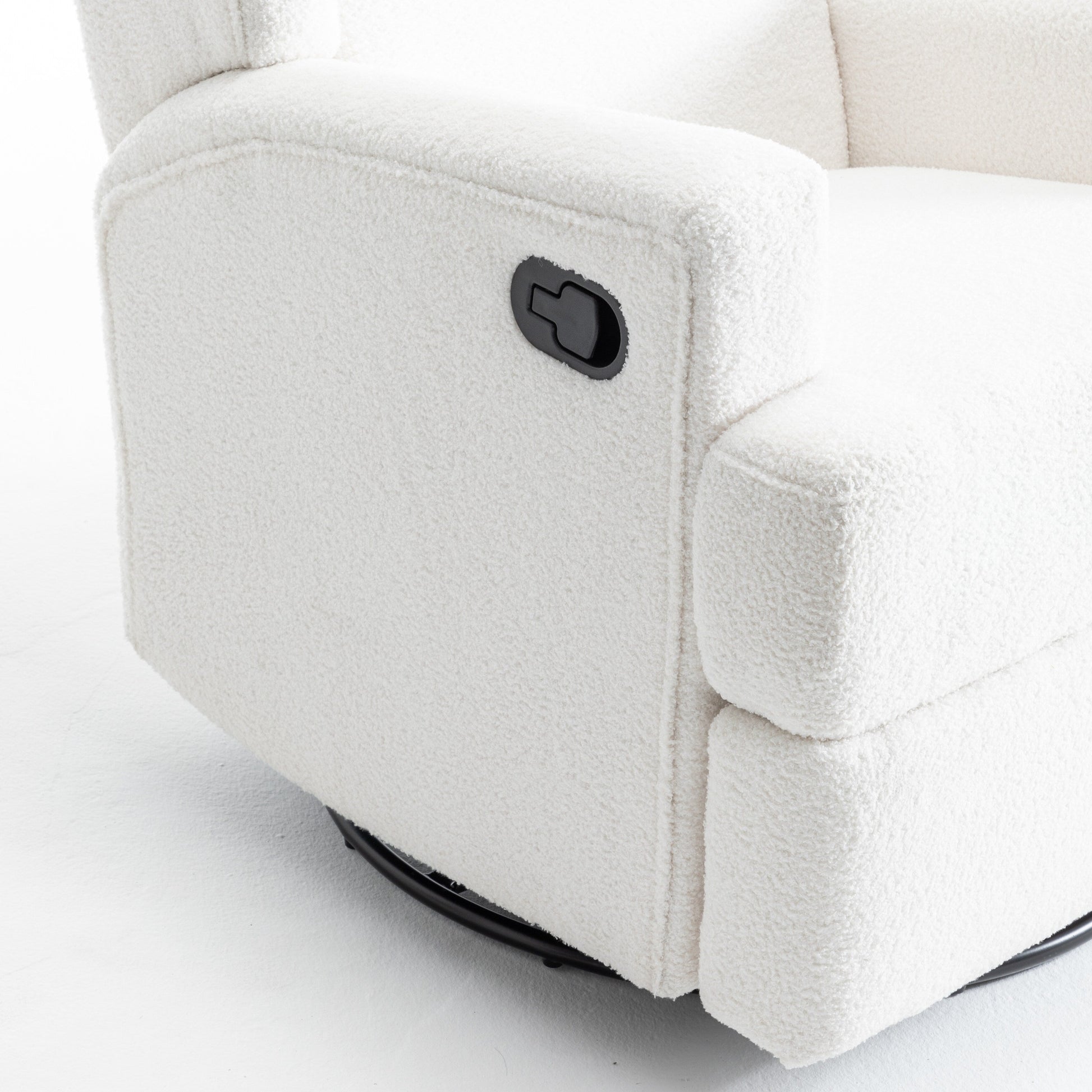 Fauteuil basculant à balancier et à dossier inclinable, avec accoudoirs, à commande manuelle, 78 cm de largeur, pour chambre d'enfant.