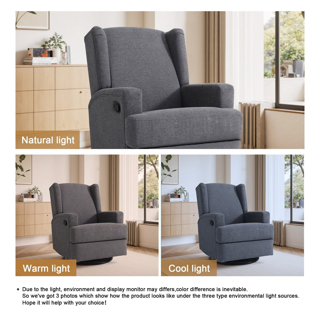 Fauteuil basculant à balancier et à dossier inclinable, avec accoudoirs, à commande manuelle, 78 cm de largeur, pour chambre d'enfant.