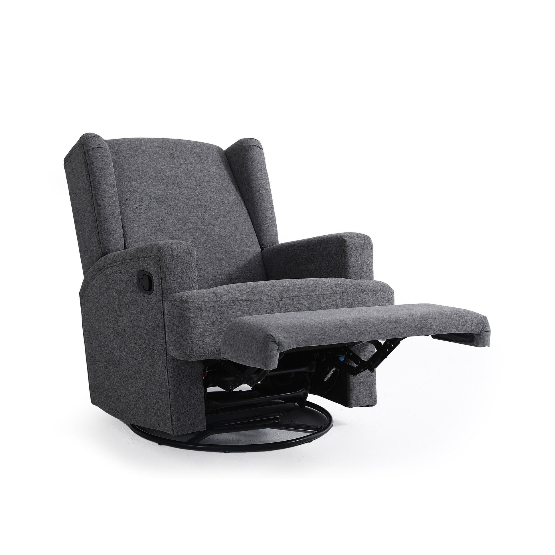 Fauteuil basculant à balancier et à dossier inclinable, avec accoudoirs, à commande manuelle, 78 cm de largeur, pour chambre d'enfant.