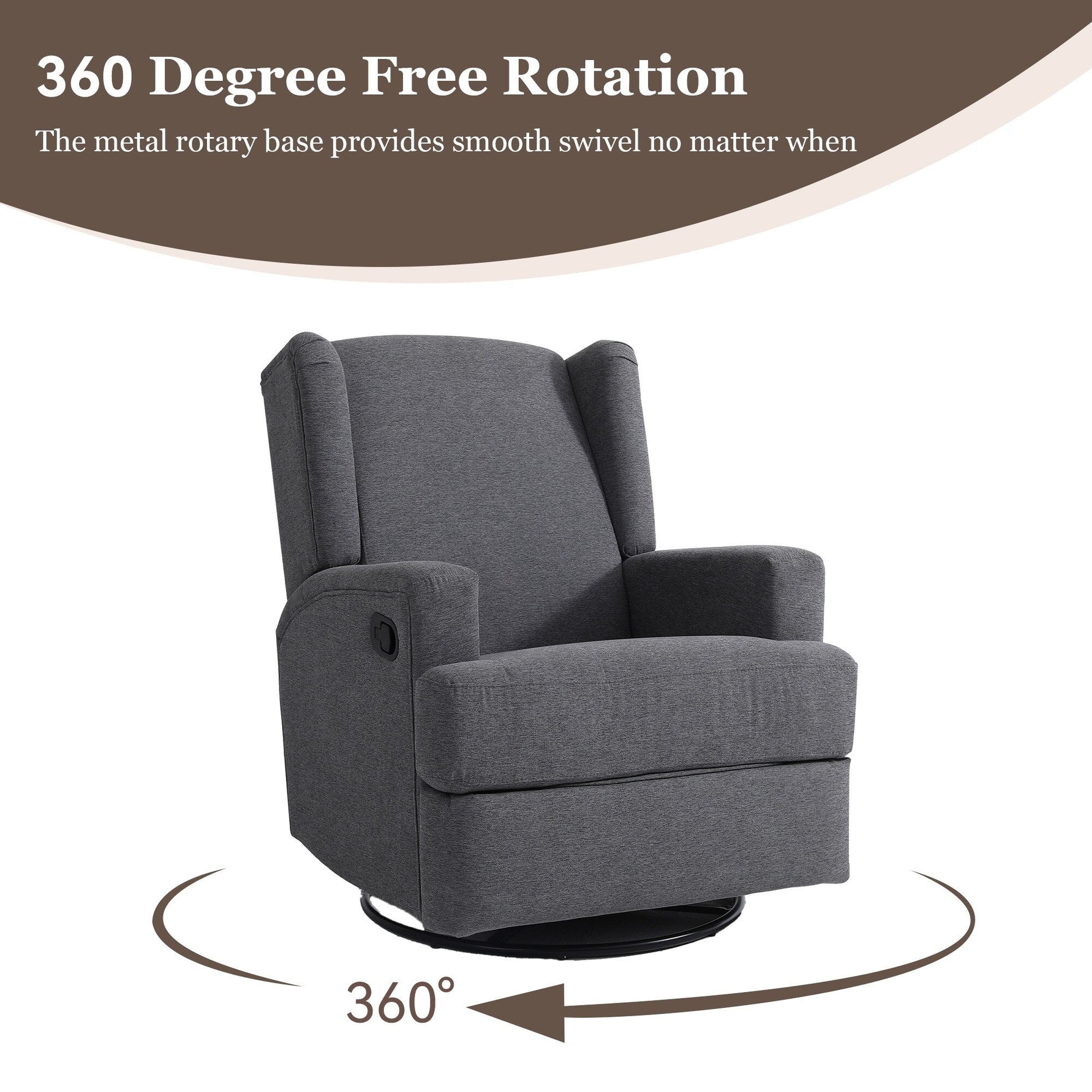 Fauteuil basculant à balancier et à dossier inclinable, avec accoudoirs, à commande manuelle, 78 cm de largeur, pour chambre d'enfant.