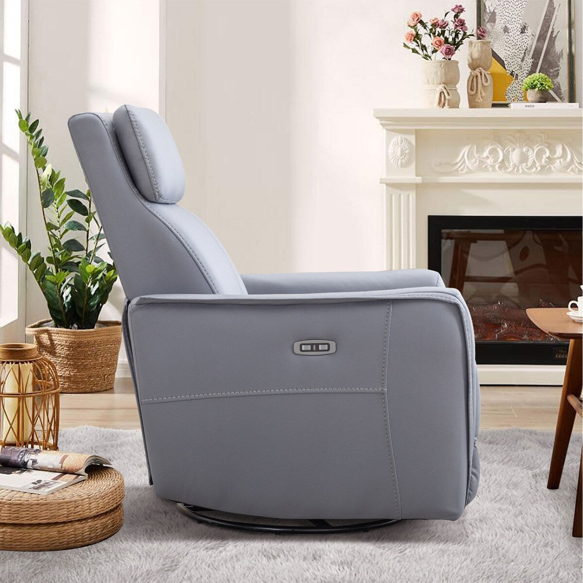 Fauteuil inclinable pivotant électrique de 82 cm de large avec ports USB