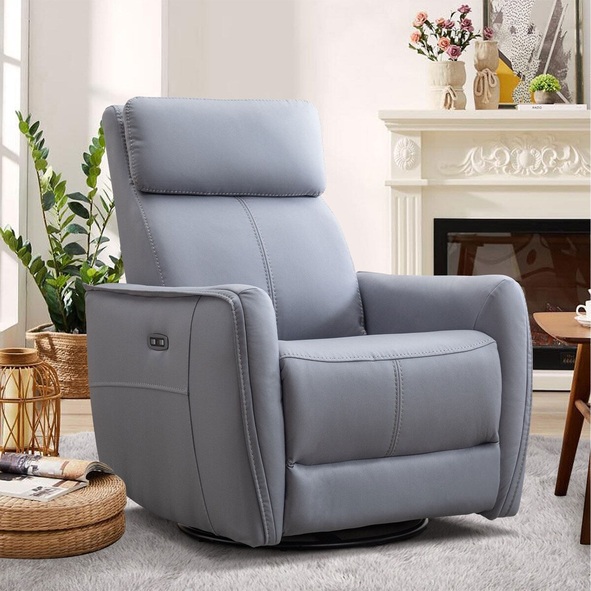 Fauteuil inclinable pivotant électrique de 82 cm de large avec ports USB
