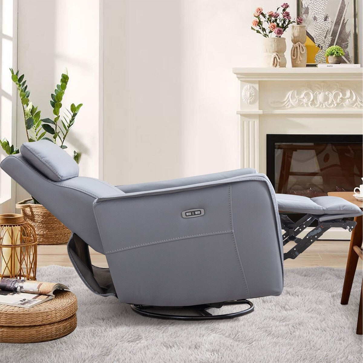 Fauteuil inclinable pivotant électrique de 82 cm de large avec ports USB