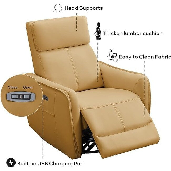 Fauteuil inclinable pivotant électrique de 82 cm de large avec ports USB