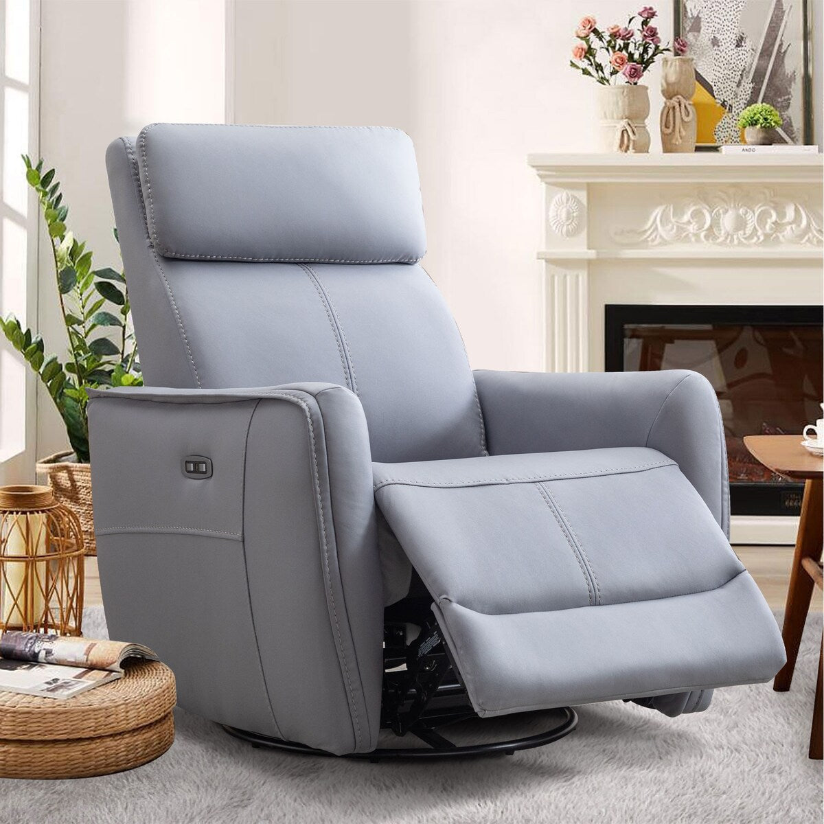 Fauteuil inclinable pivotant électrique de 82 cm de large avec ports USB