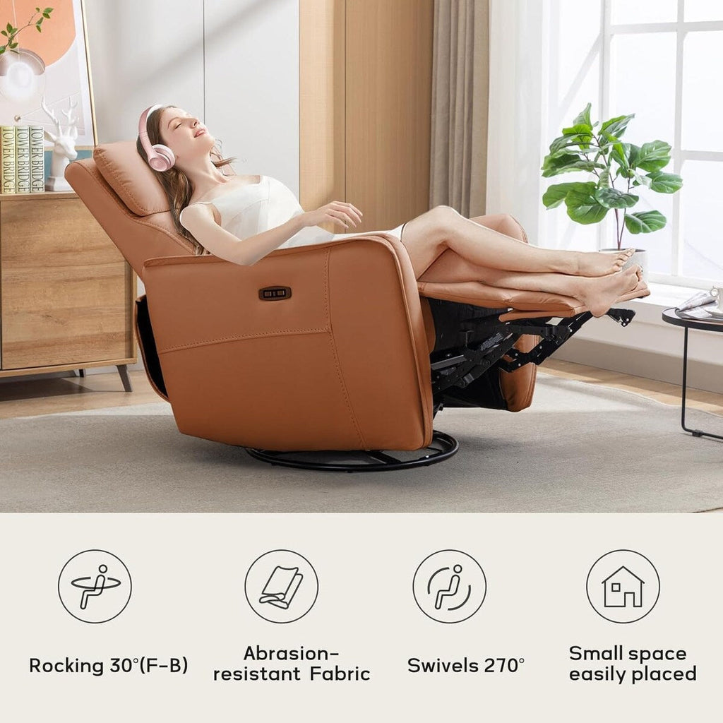 Fauteuil inclinable pivotant électrique de 82 cm de large avec ports USB
