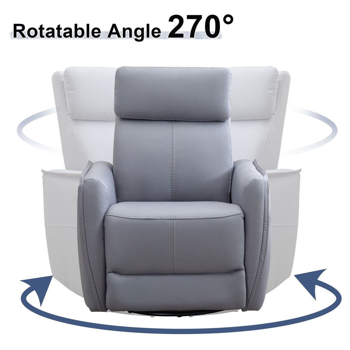 Fauteuil inclinable pivotant électrique de 82 cm de large avec ports USB