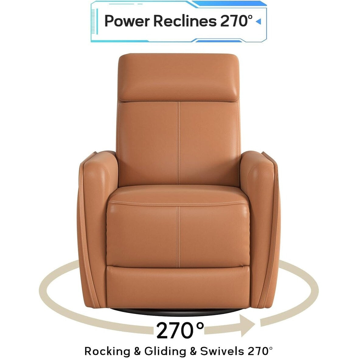 Fauteuil inclinable pivotant électrique de 82 cm de large avec ports USB