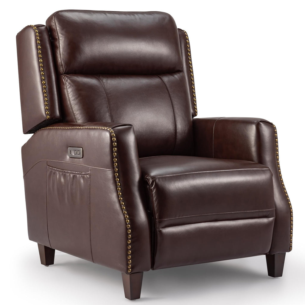 Fauteuil inclinable électrique en cuir véritable de 83 cm de large, modèle Power Club