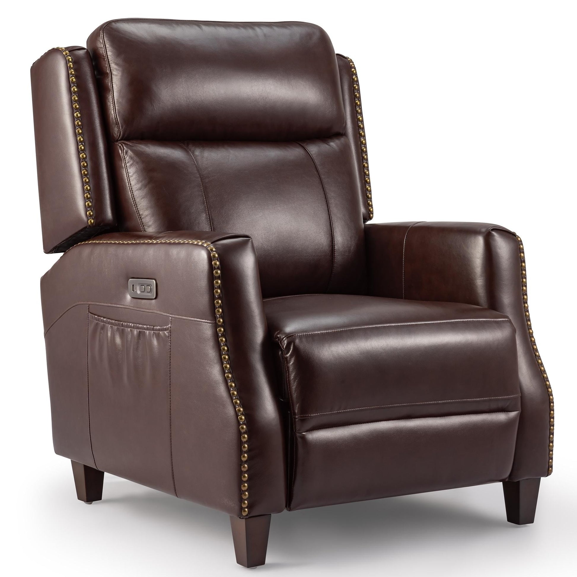 Fauteuil inclinable électrique en cuir véritable de 83 cm de large, modèle Power Club