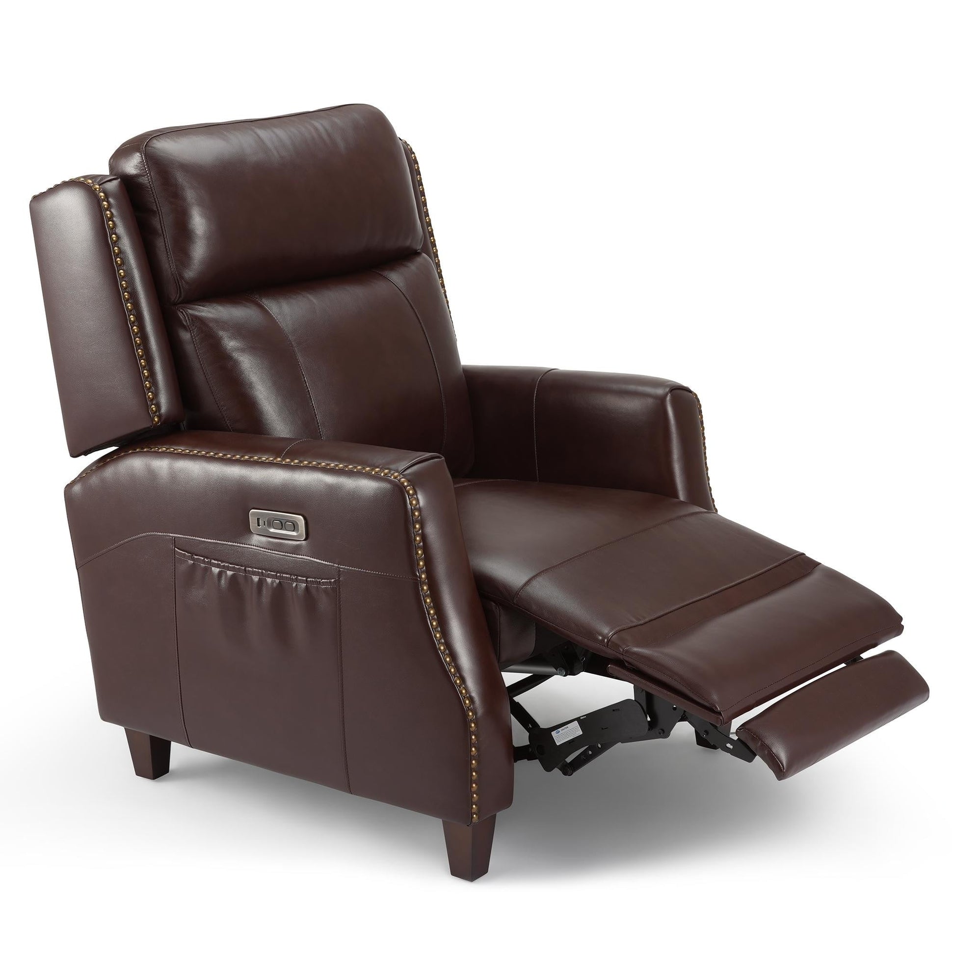 Fauteuil inclinable électrique en cuir véritable de 83 cm de large, modèle Power Club