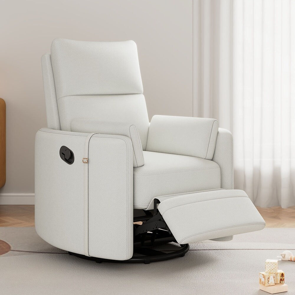 Fauteuil basculant et inclinable pour l'allaitement, pivotant et oscillant avec 2 coussins, siège confortable.