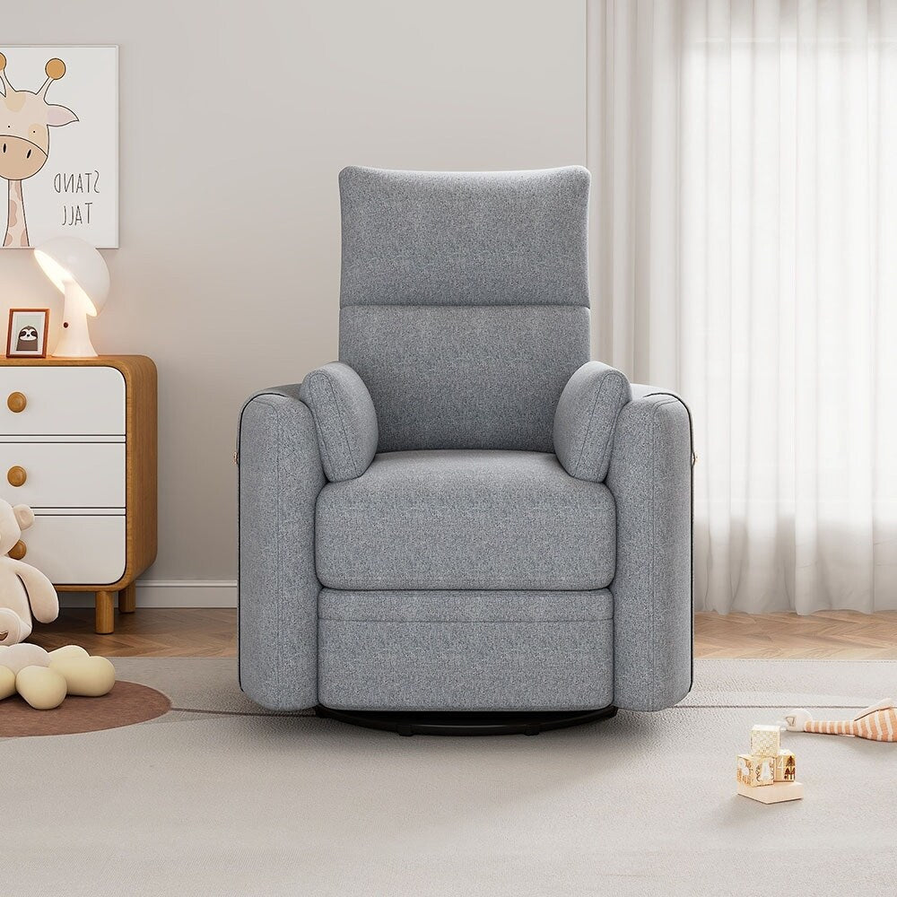 Fauteuil basculant et inclinable pour l'allaitement, pivotant et oscillant avec 2 coussins, siège confortable.