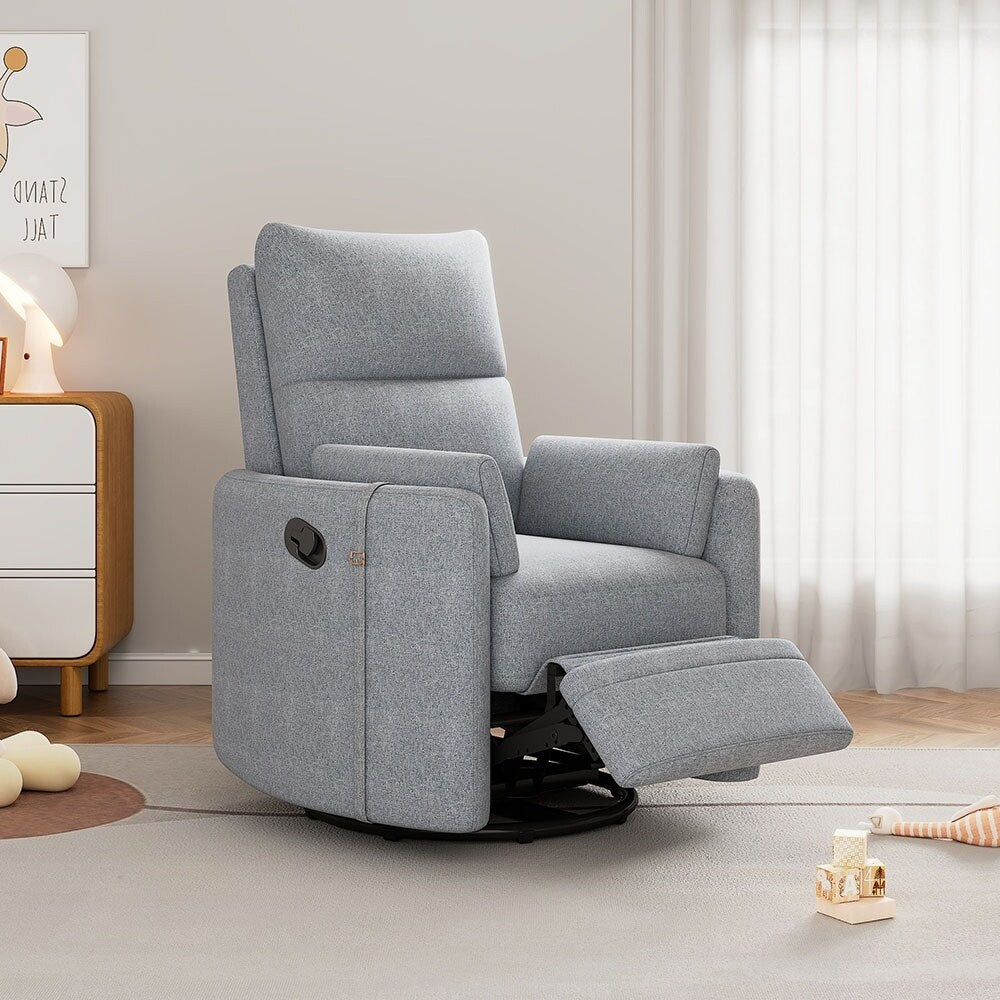 Fauteuil basculant et inclinable pour l'allaitement, pivotant et oscillant avec 2 coussins, siège confortable.