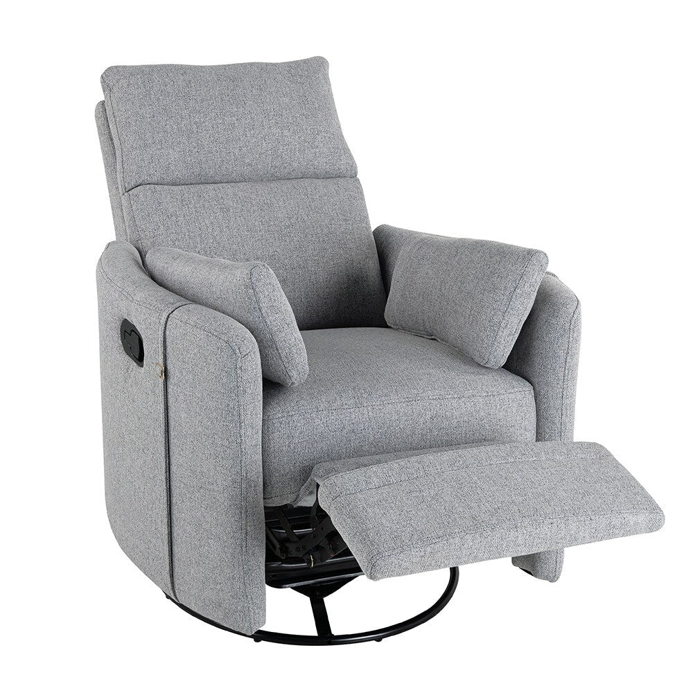 Fauteuil basculant et inclinable pour l'allaitement, pivotant et oscillant avec 2 coussins, siège confortable.