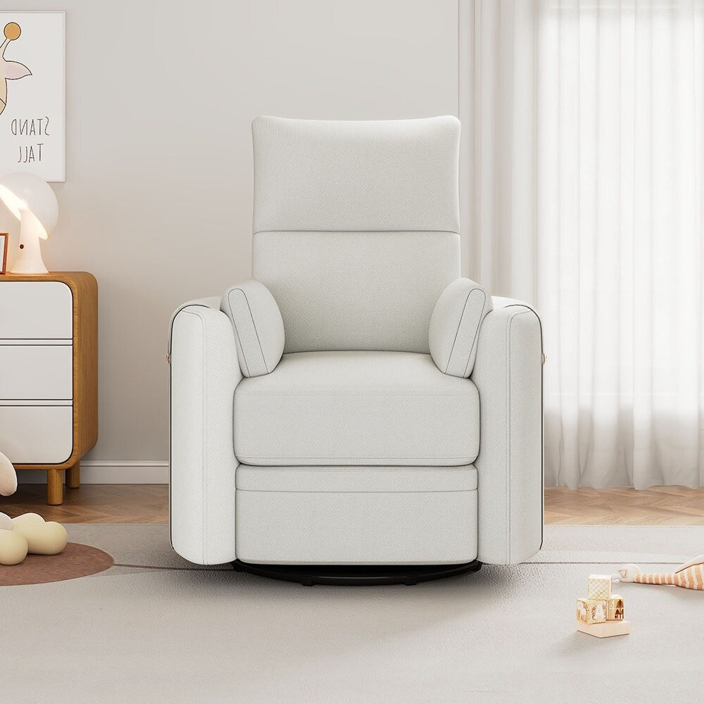 Fauteuil basculant et inclinable pour l'allaitement, pivotant et oscillant avec 2 coussins, siège confortable.