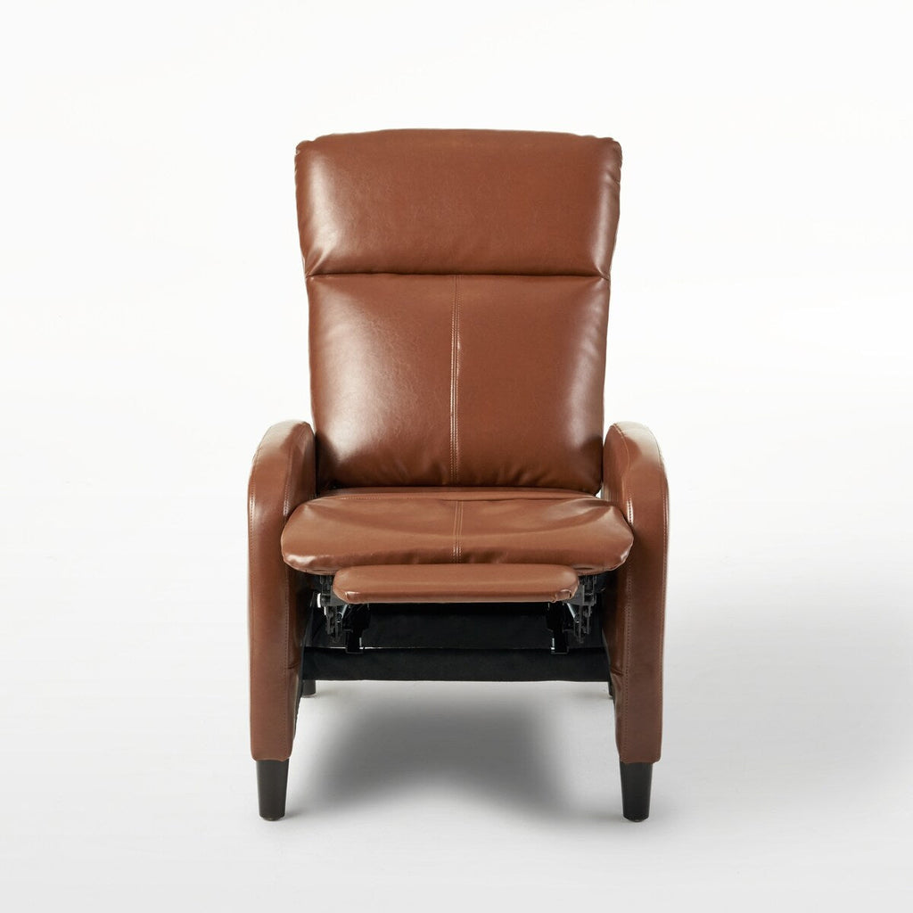 Fauteuil inclinable classique en cuir, dossier inclinable, largeur de 33,5 pouces, siège et accoudoirs rembourrés, siège simple.