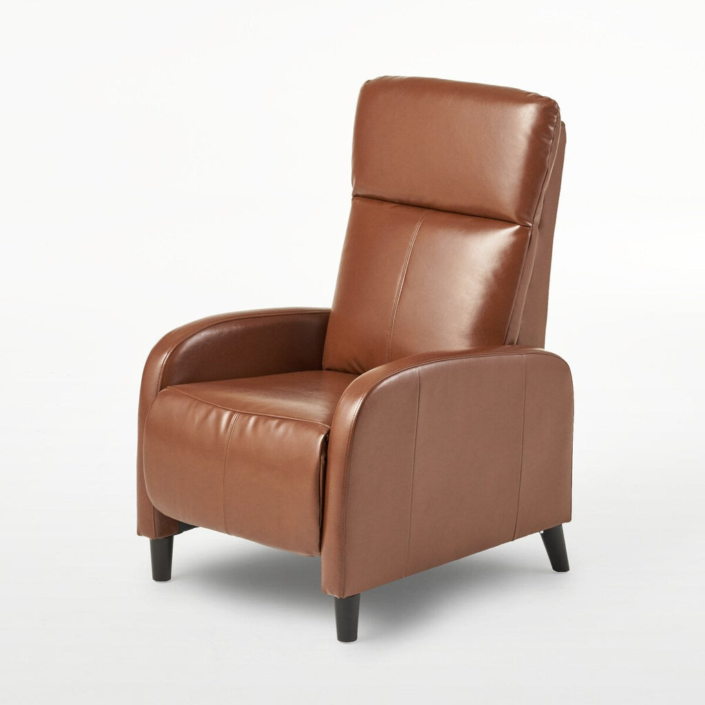 Fauteuil inclinable classique en cuir, dossier inclinable, largeur de 33,5 pouces, siège et accoudoirs rembourrés, siège simple.