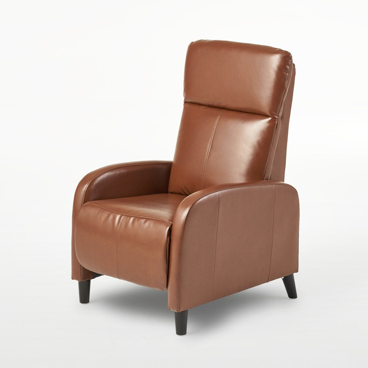 Fauteuil inclinable classique en cuir, dossier inclinable, largeur de 33,5 pouces, siège et accoudoirs rembourrés, siège simple.