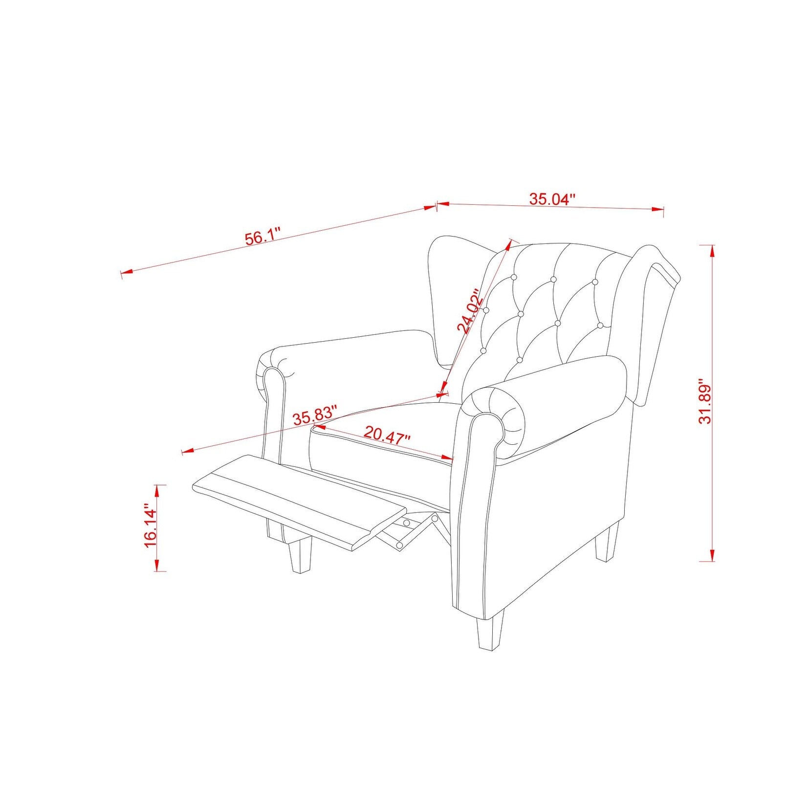 Fauteuil à accoudoirs capitonnés réglable avec pieds robustes 35.04