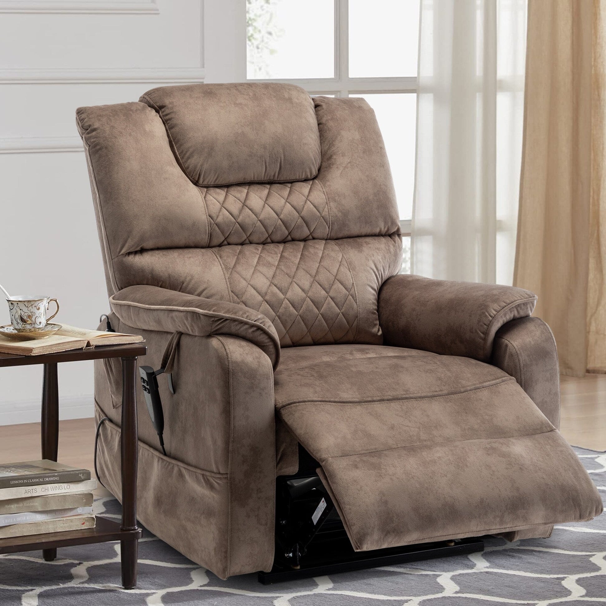 Fauteuil inclinable à double moteur électrique de 35,5 W, avec massage et chaleur, inclinable à 180 degrés.