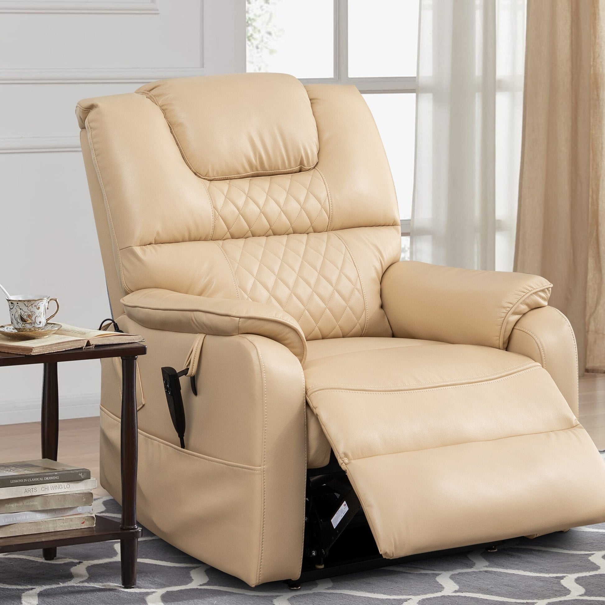 Fauteuil inclinable à double moteur électrique de 35,5 W, avec massage et chaleur, inclinable à 180 degrés.