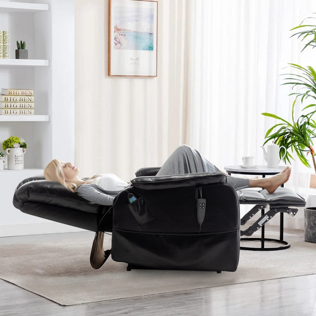 Fauteuil inclinable à double moteur électrique de 35,5 W, avec massage et chaleur, inclinable à 180 degrés.