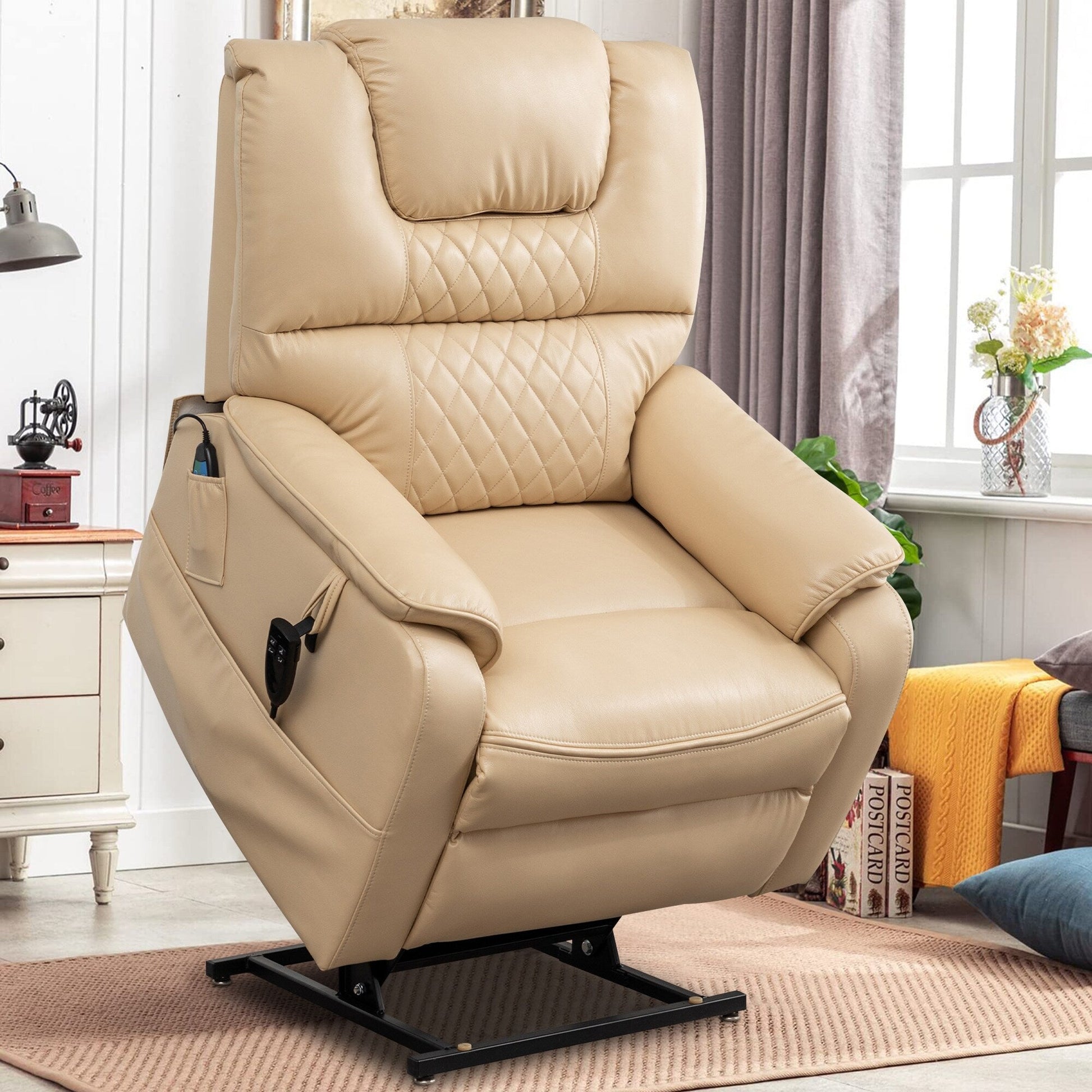 Fauteuil inclinable à double moteur électrique de 35,5 W, avec massage et chaleur, inclinable à 180 degrés.