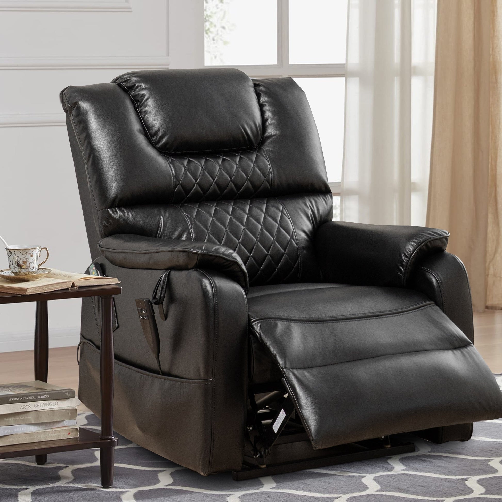 Fauteuil inclinable à double moteur électrique de 35,5 W, avec massage et chaleur, inclinable à 180 degrés.