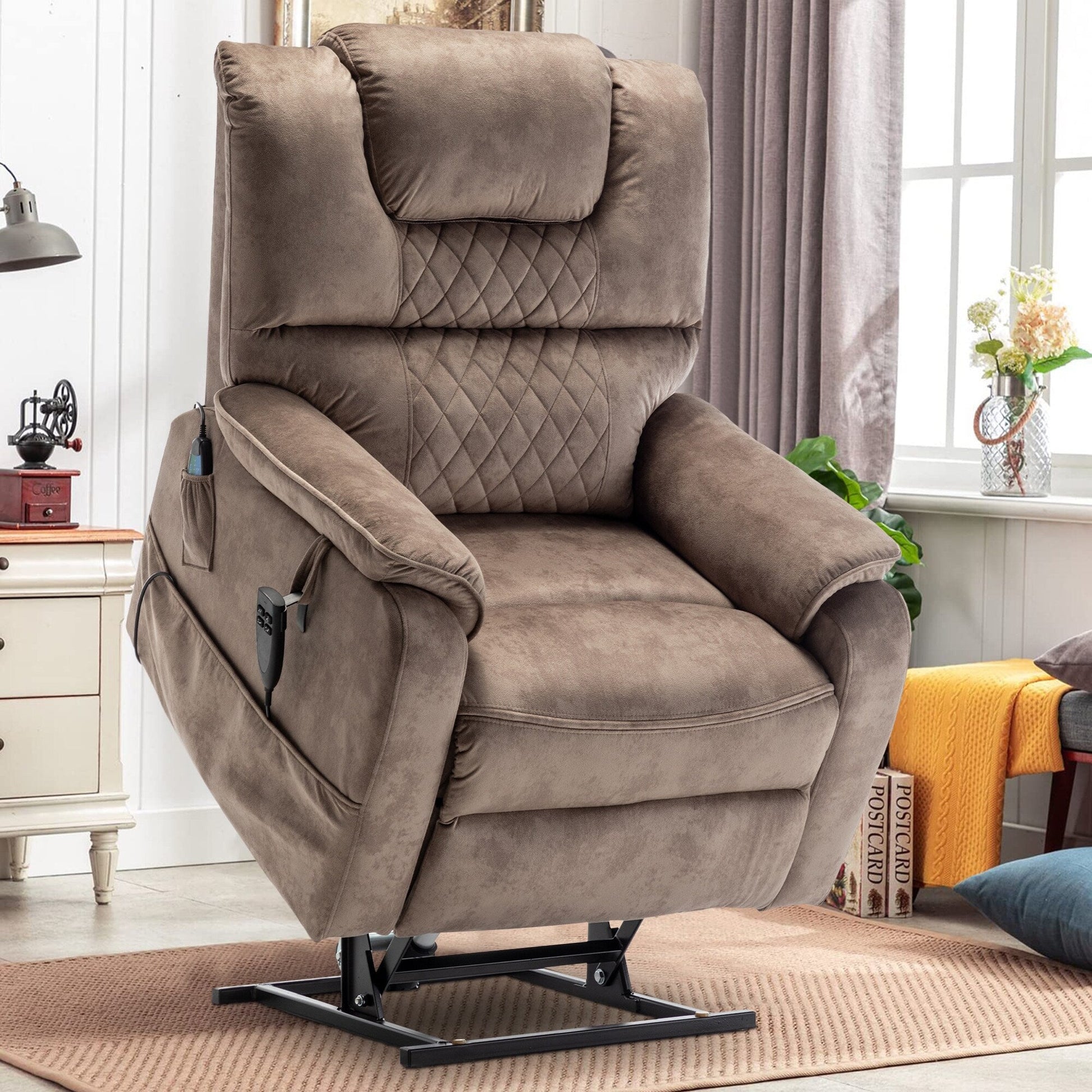 Fauteuil inclinable à double moteur électrique de 35,5 W, avec massage et chaleur, inclinable à 180 degrés.