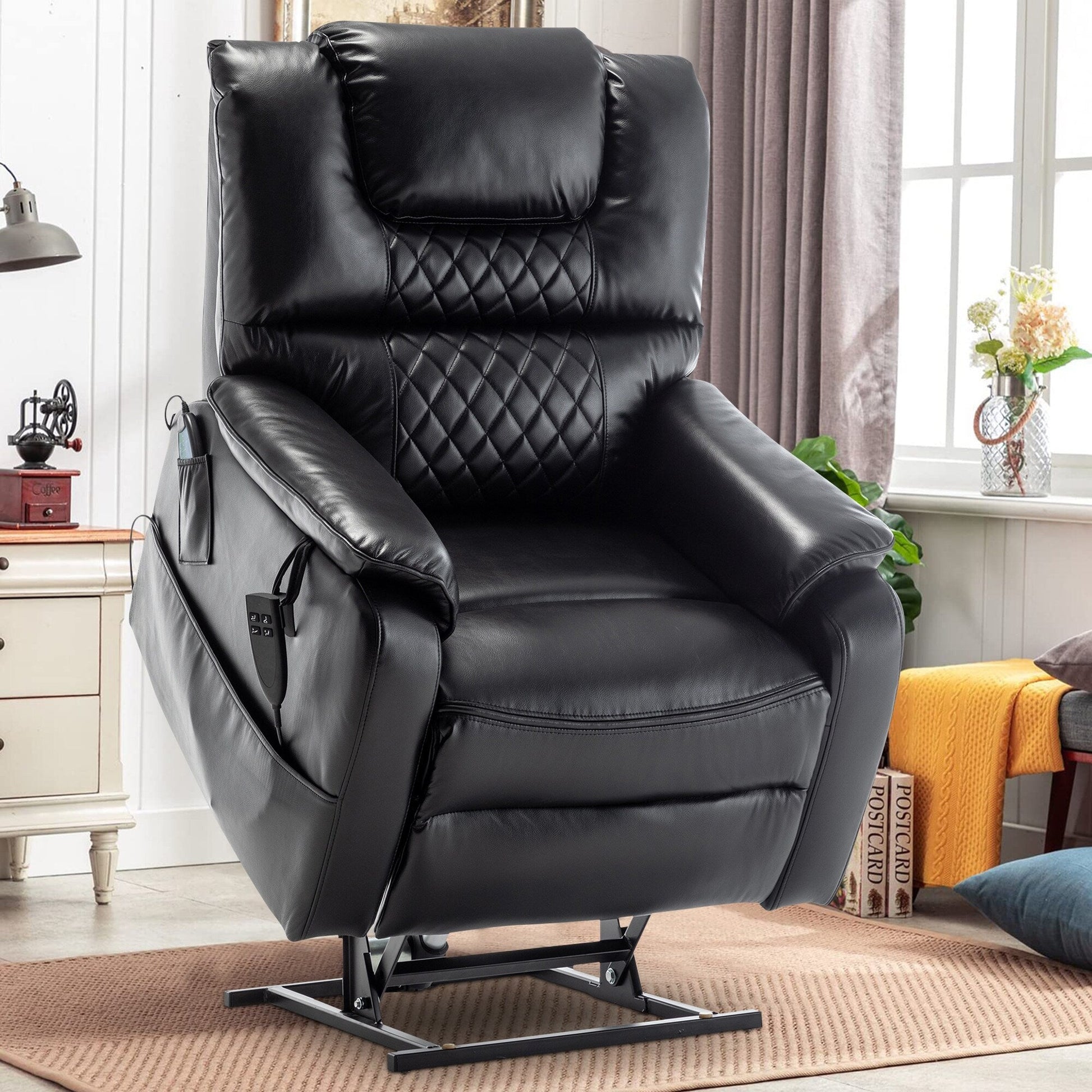 Fauteuil inclinable à double moteur électrique de 35,5 W, avec massage et chaleur, inclinable à 180 degrés.