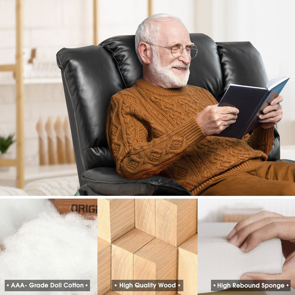 Fauteuil inclinable à double moteur électrique de 35,5 W, avec massage et chaleur, inclinable à 180 degrés.