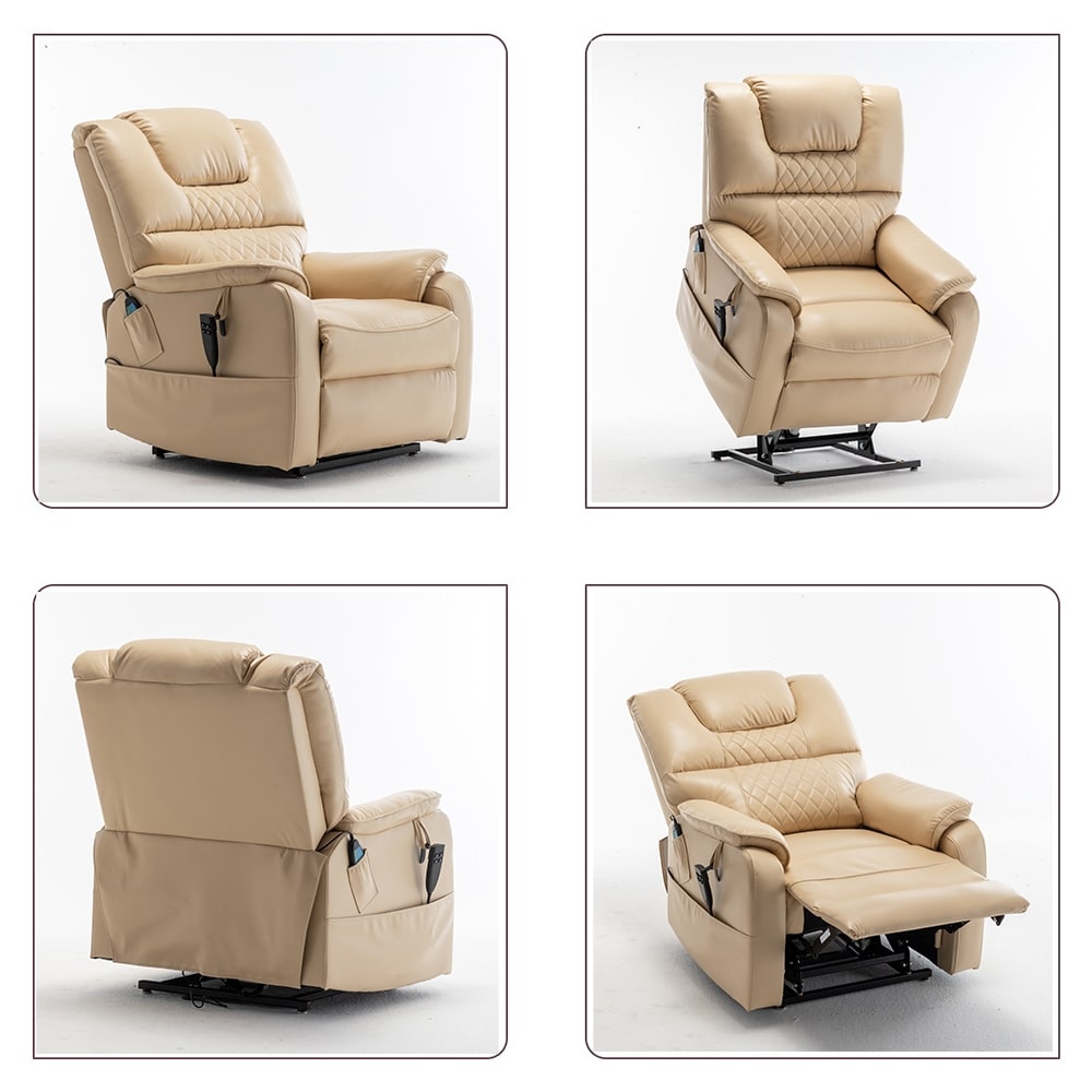 Fauteuil inclinable à double moteur électrique de 35,5 W, avec massage et chaleur, inclinable à 180 degrés.