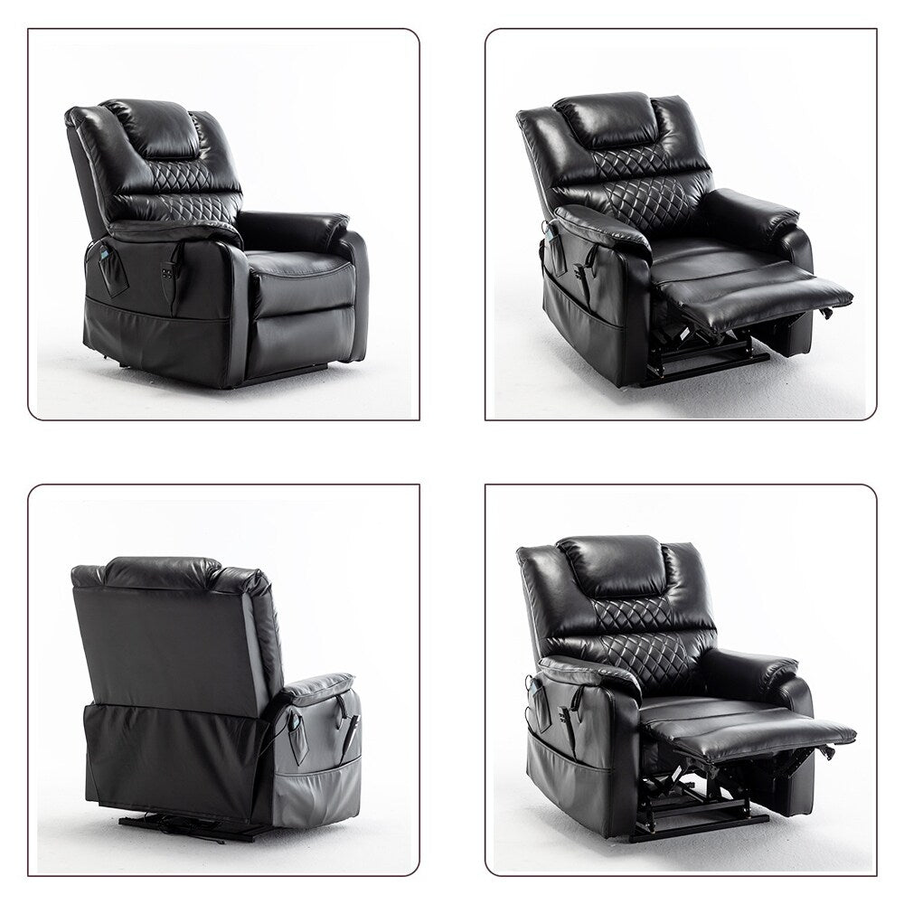 Fauteuil inclinable à double moteur électrique de 35,5 W, avec massage et chaleur, inclinable à 180 degrés.