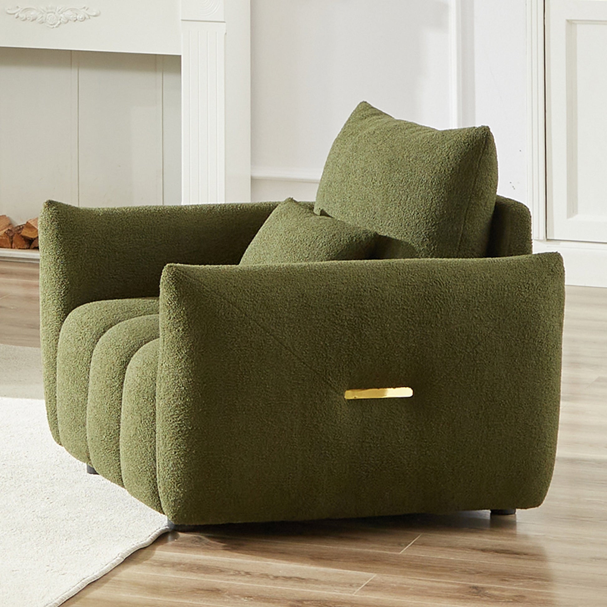 Canapé en tissu Teddy de 93 cm, fauteuil moderne pour appartement, bureau, salon et chambre à coucher, vert.
