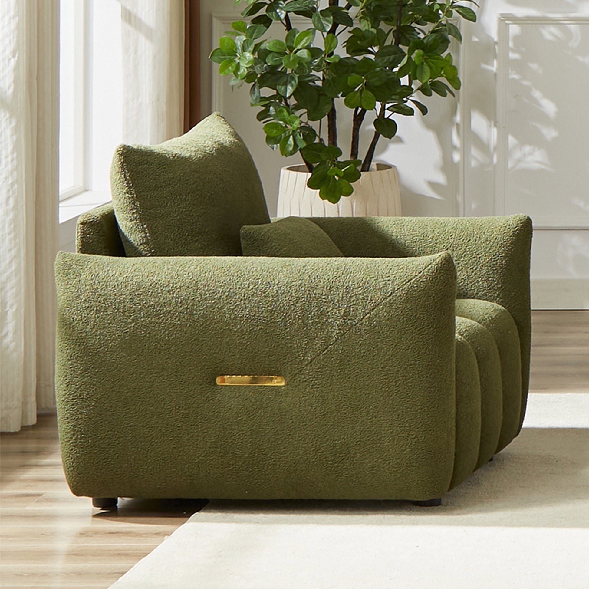 Canapé en tissu Teddy de 93 cm, fauteuil moderne pour appartement, bureau, salon et chambre à coucher, vert.