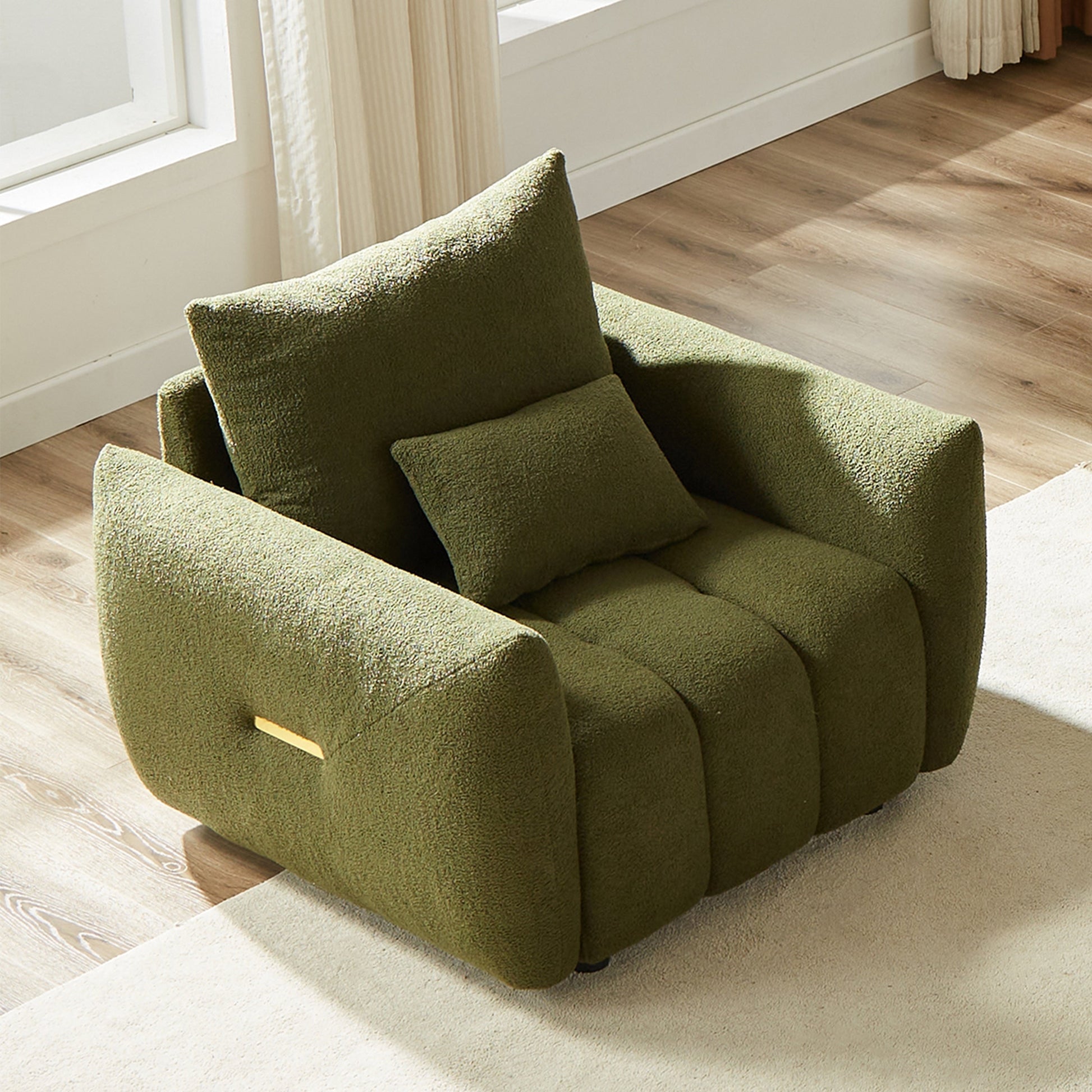 Canapé en tissu Teddy de 93 cm, fauteuil moderne pour appartement, bureau, salon et chambre à coucher, vert.