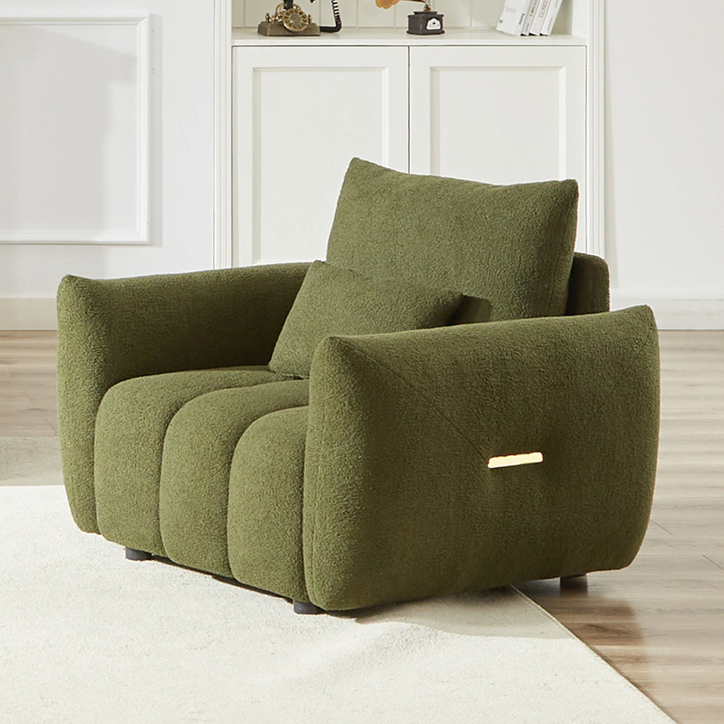 Canapé en tissu Teddy de 93 cm, fauteuil moderne pour appartement, bureau, salon et chambre à coucher, vert.