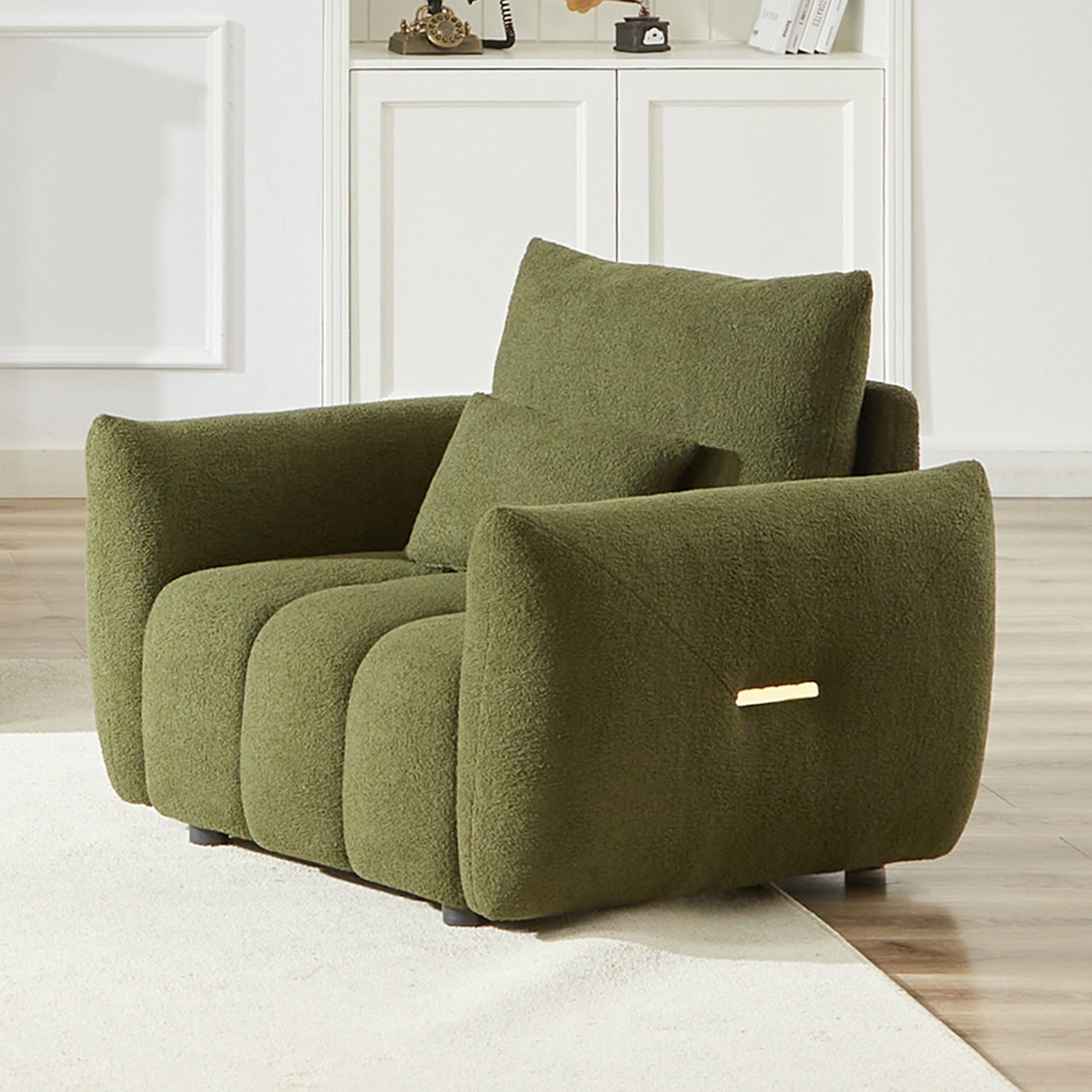 Canapé en tissu Teddy de 93 cm, fauteuil moderne pour appartement, bureau, salon et chambre à coucher, vert.