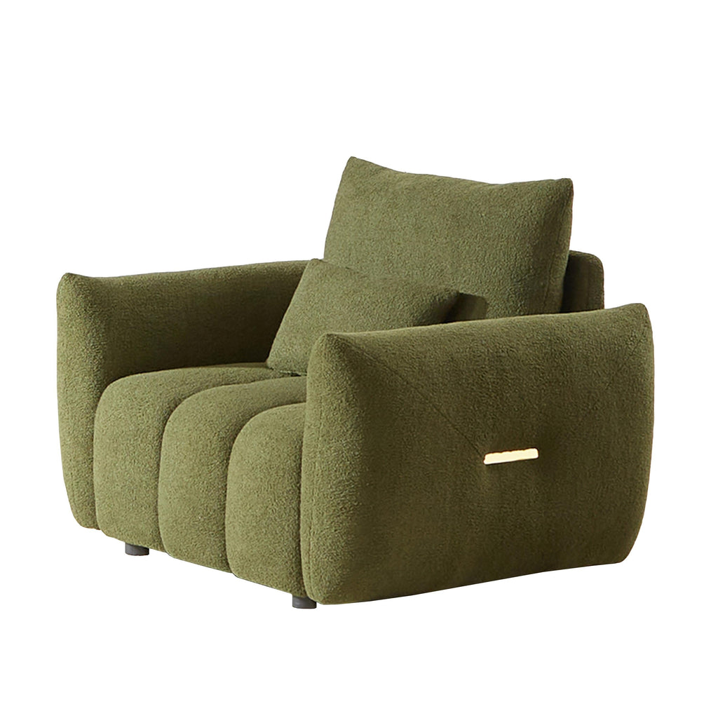 Canapé en tissu Teddy de 93 cm, fauteuil moderne pour appartement, bureau, salon et chambre à coucher, vert.