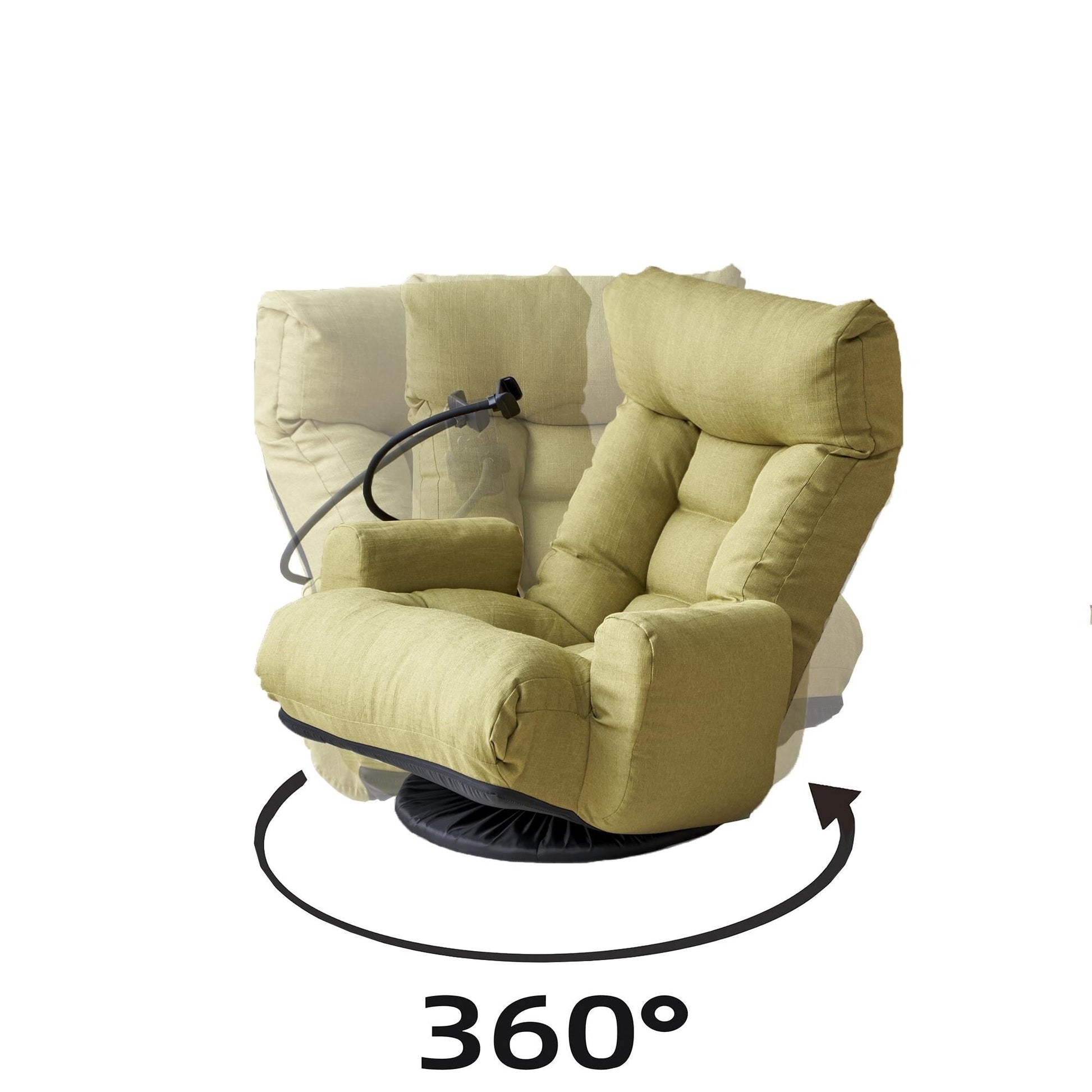 Fauteuil pivotant à 360 degrés, chaise de salon réglable, chaise de jeu pliable et inclinable avec porte-téléphone.
