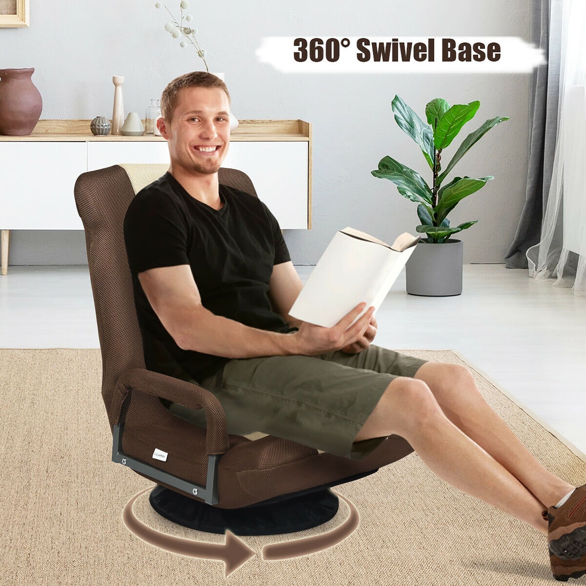 Chaise de sol pivotante à 360 degrés pour jeux vidéo avec dossier réglable et pliable
